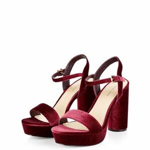 Limelight Burgundy Velvet Chunky Platform Heel Shoes 7.5 Whimsigoth